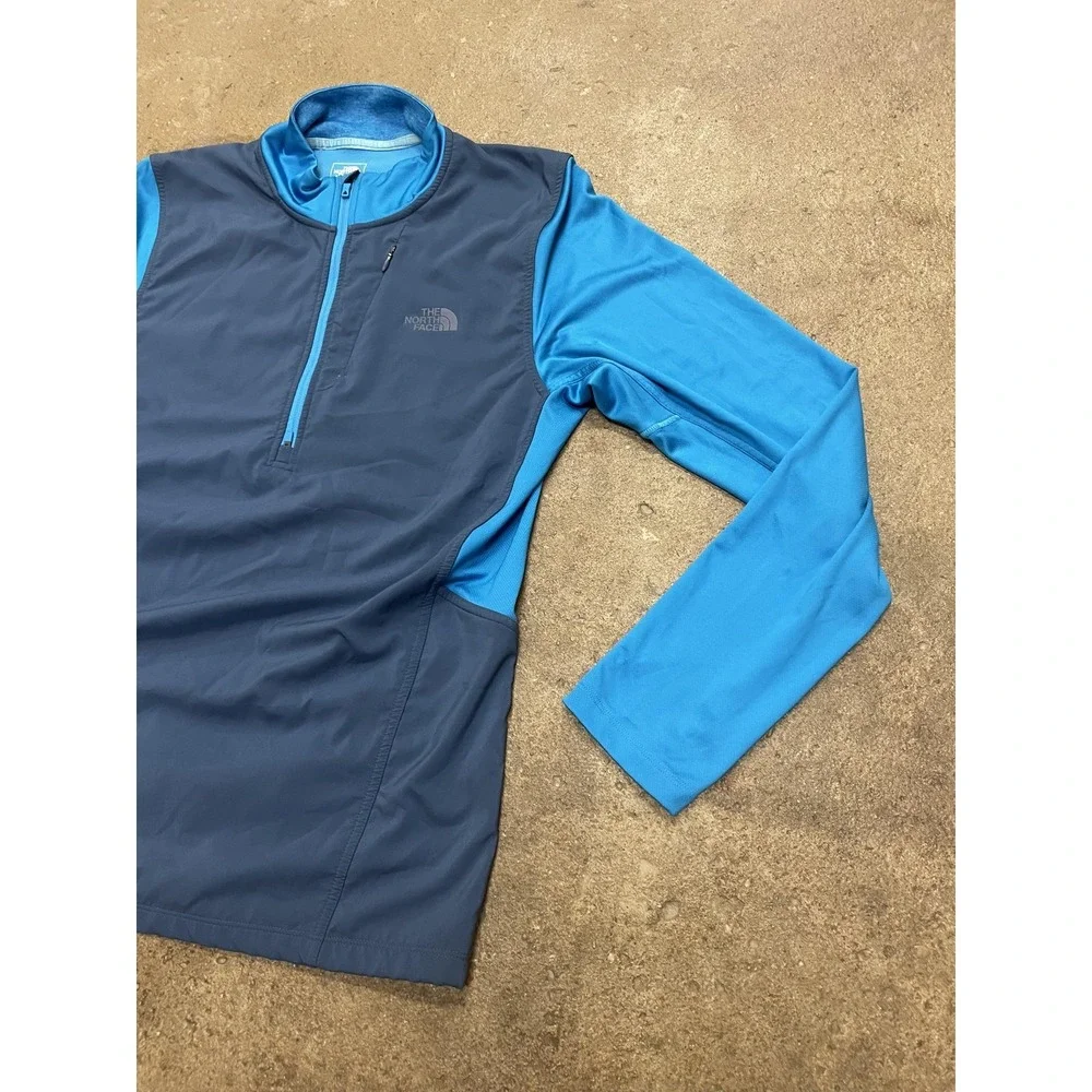 The North Face Shirt Mens Medium‎ Blue 1/4 Zip FlashDry Long Sleeve Hiking Trail